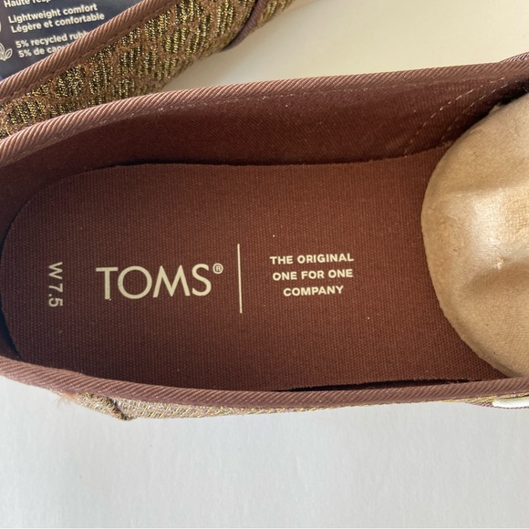 Toms Women’s Alpargata Bronze Animal Print Glitter Shoes 7.5 - NWT - Picture 5 of 9